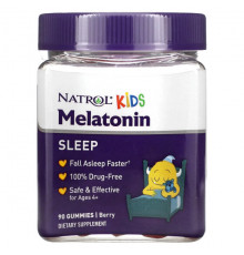 БАДы Natrol, Kids, мелатонин, для детей от 4 лет, ягодный вкус, 90 жевательных конфет
