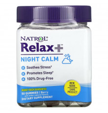 Natrol, Relax +, Night Calm, Berry, 50 Gummies