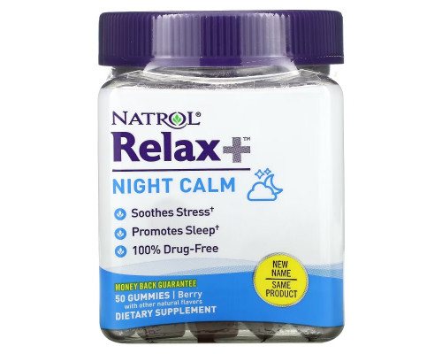 Natrol, Relax +, Night Calm, Berry, 50 Gummies Natrol, Relax +, Night Calm, Berry, 50 Gummies