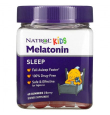 БАДы Natrol, Kids, мелатонин, для детей от 4 лет, ягодный вкус, 60 жевательных конфет