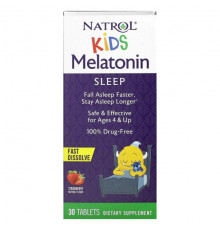 Детское здоровье Kids, Melatonin, Fast Dissolve, Ages 4+, Strawberry, 30 Tablets