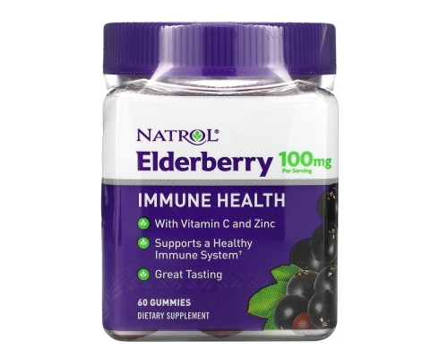 Natrol, Elderberry Immune Health, 100 mg, 60 Gummies Natrol, Elderberry Immune Health, 100 mg, 60 Gummies