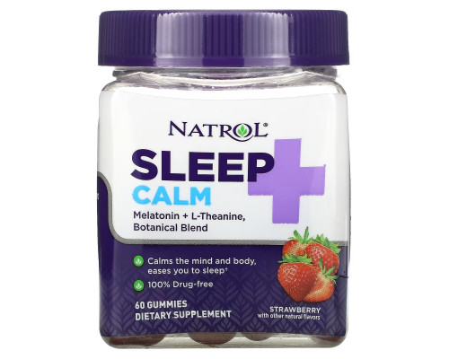 Natrol, Sleep + Calm, Strawberry, 60 Gummies Natrol, Sleep + Calm, Strawberry, 60 Gummies