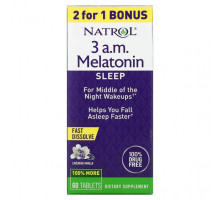 Для здорового сна Natrol, 3 A.M. Мелатонин, для сна, лаванда и ваниль, 60 таблеток