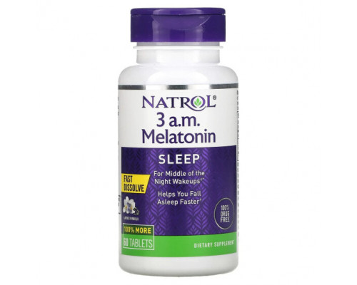 Для здорового сна Natrol, 3 A.M. Мелатонин, для сна, лаванда и ваниль, 60 таблеток Для здорового сна Natrol, 3 A.M. Мелатонин, для сна, лаванда и ваниль, 60 таблеток