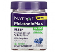 БАДы Natrol, Melatonin Max, для сна, голубика, 10 мг, 80 жевательных таблеток