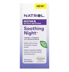 Для здорового сна Natrol, Soothing Night, перед сном без мелатонина, 30 капсул