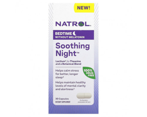 Для здорового сна Natrol, Soothing Night, перед сном без мелатонина, 30 капсул Для здорового сна Natrol, Soothing Night, перед сном без мелатонина, 30 капсул