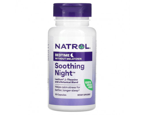 Для здорового сна Natrol, Soothing Night, перед сном без мелатонина, 30 капсул Для здорового сна Natrol, Soothing Night, перед сном без мелатонина, 30 капсул