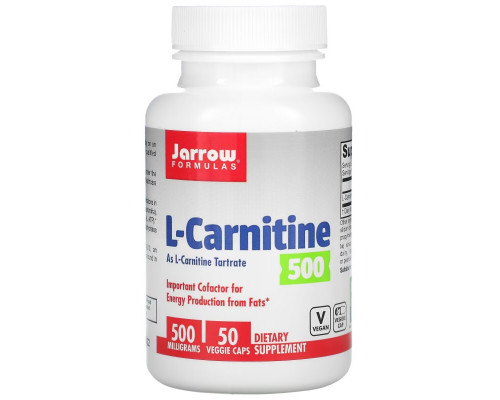 Jarrow Formulas, L-карнитин 500, 50 капсул Jarrow Formulas, L-карнитин 500, 50 капсул