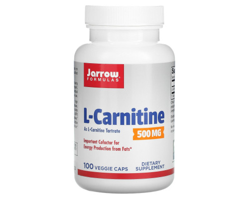 Jarrow Formulas, L-Carnitine 500, 500 mg, 100 Veggie Caps Jarrow Formulas, L-Carnitine 500, 500 mg, 100 Veggie Caps