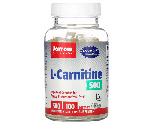 Jarrow Formulas, L-карнитин, 500 мг, 100 вегетарианских капсул Jarrow Formulas, L-карнитин, 500 мг, 100 вегетарианских капсул