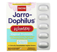 Jarrow Formulas, Jarro-Dophilus, вагинальные пробиотики, женское здоровье, 5 млрд, 60 покрытых желудочно-резистентной оболочкой вегетарианских капсул