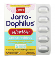 Jarrow Formulas, Jarro-Dophilus, вагинальные пробиотики, женское здоровье, 5 млрд, 60 покрытых желудочно-резистентной оболочкой вегетарианских капсул