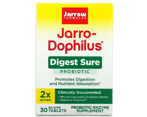Пищеварительные ферменты Vegan Jarro-Dophilus, Digest Sure, 5 Billion CFU, 30 Tablets Пищеварительные ферменты Vegan Jarro-Dophilus, Digest Sure, 5 Billion CFU, 30 Tablets