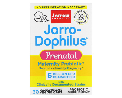 Jarrow Formulas, Jarro-Dophilus, Prenatal, 6 Billion CFU, 30 Delayed Release Veggie Caps Jarrow Formulas, Jarro-Dophilus, Prenatal, 6 Billion CFU, 30 Delayed Release Veggie Caps