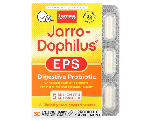 Jarrow Formulas, Jarro-Dophilus, EPS, Digestive Probiotic, 5 Billion CFU, 30 Enteroguard Veggie Caps Jarrow Formulas, Jarro-Dophilus, EPS, Digestive Probiotic, 5 Billion CFU, 30 Enteroguard Veggie Caps