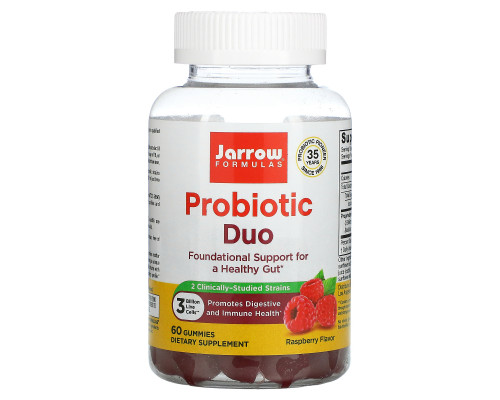 Jarrow Formulas, Probiotic Duo, Raspberry, 3 Billion, 60 Gummies Jarrow Formulas, Probiotic Duo, Raspberry, 3 Billion, 60 Gummies