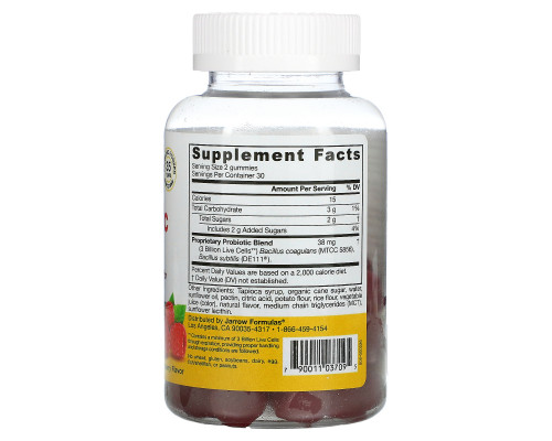 Jarrow Formulas, Probiotic Duo, Raspberry, 3 Billion, 60 Gummies Jarrow Formulas, Probiotic Duo, Raspberry, 3 Billion, 60 Gummies