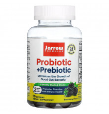 Jarrow Formulas, Пробиотик и пребиотик, ежевика, 2 млрд, 60 жевательных таблеток