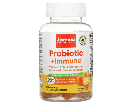 Jarrow Formulas, Probiotic + Immune, апельсин, 2 млрд, 60 жевательных таблеток Jarrow Formulas, Probiotic + Immune, апельсин, 2 млрд, 60 жевательных таблеток