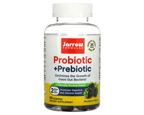 Jarrow Formulas, Probiotic + Prebiotic, Blackberry, 2 Billion, 90 Gummies Jarrow Formulas, Probiotic + Prebiotic, Blackberry, 2 Billion, 90 Gummies