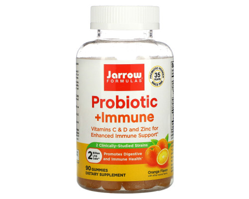 Jarrow Formulas, Probiotic + Immune, Orange, 2 Billion, 90 Gummies Jarrow Formulas, Probiotic + Immune, Orange, 2 Billion, 90 Gummies