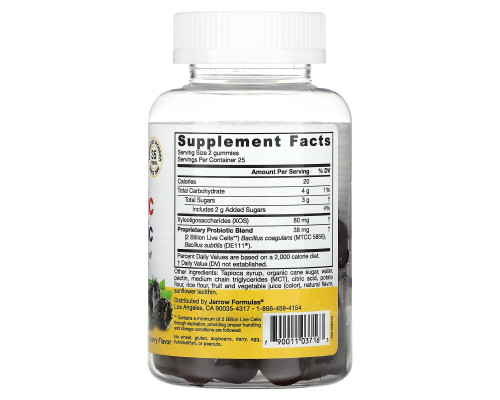 Jarrow Formulas, Probiotic + Prebiotic, Blackberry, 2 Billion, 50 Gummies Jarrow Formulas, Probiotic + Prebiotic, Blackberry, 2 Billion, 50 Gummies