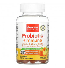 Пребиотики и пробиотики Jarrow Formulas, Probiotic + Immune, апельсин, 2 млрд, 50 жевательных таблеток