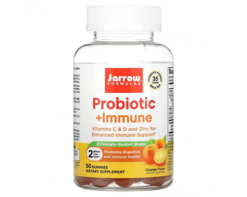 Пребиотики и пробиотики Jarrow Formulas, Probiotic + Immune, апельсин, 2 млрд, 50 жевательных таблеток Пребиотики и пробиотики Jarrow Formulas, Probiotic + Immune, апельсин, 2 млрд, 50 жевательных таблеток
