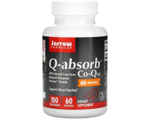 Jarrow Formulas, Q-absorb, кофермент Q10, 100 мг, 60 мягких капсул Jarrow Formulas, Q-absorb, кофермент Q10, 100 мг, 60 мягких капсул