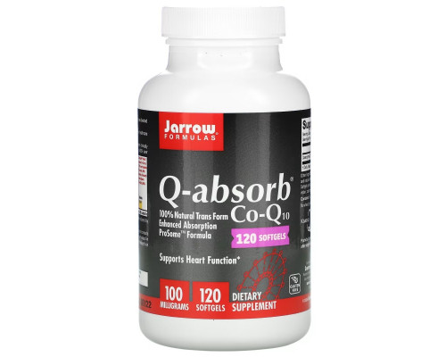 Jarrow Formulas, Q-absorb Co-Q10, 100 мг, 120 капсул Jarrow Formulas, Q-absorb Co-Q10, 100 мг, 120 капсул