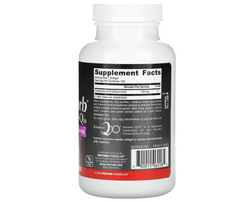 Jarrow Formulas, Q-absorb Co-Q10, 100 мг, 120 капсул Jarrow Formulas, Q-absorb Co-Q10, 100 мг, 120 капсул