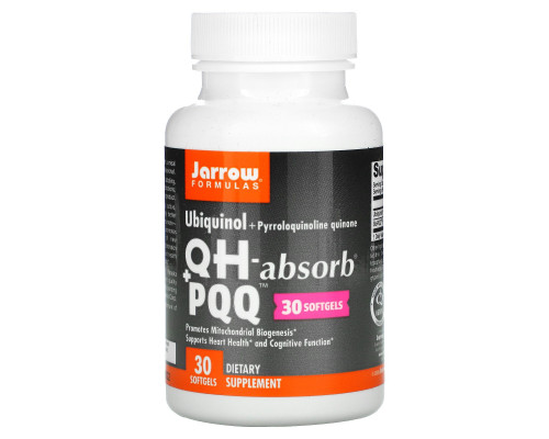 Jarrow Formulas, Убихинол, QH+ PQQ, 30 гелевых капсул Jarrow Formulas, Убихинол, QH+ PQQ, 30 гелевых капсул
