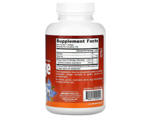 Jarrow Formulas Огуречник GLA-240 120 мягких капсул Jarrow Formulas Огуречник GLA-240 120 мягких капсул