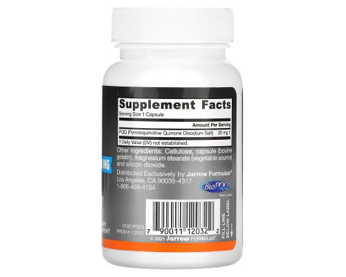 Jarrow Formulas, ППХ (Пирролохинолинхинон хинон), 20 мг, 30 капсул Jarrow Formulas, ППХ (Пирролохинолинхинон хинон), 20 мг, 30 капсул