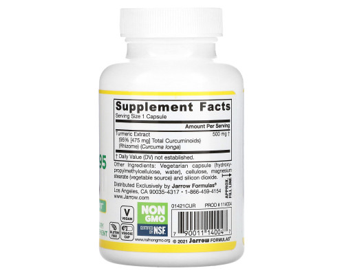 Jarrow Formulas, Куркумин 95, 500 мг, 60 вегетарианских капсул Jarrow Formulas, Куркумин 95, 500 мг, 60 вегетарианских капсул