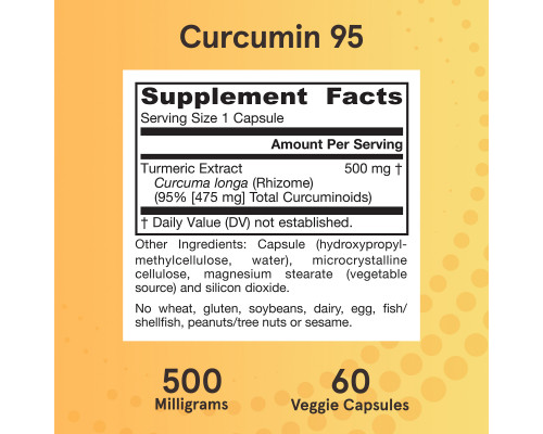Jarrow Formulas, Куркумин 95, 500 мг, 60 вегетарианских капсул Jarrow Formulas, Куркумин 95, 500 мг, 60 вегетарианских капсул