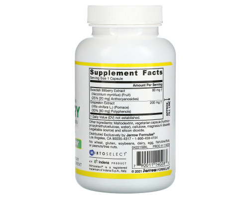 Jarrow Formulas, Комплекс черники и полифенолов из кожуры винограда, 280 мг, 120 овощных капсул Jarrow Formulas, Комплекс черники и полифенолов из кожуры винограда, 280 мг, 120 овощных капсул