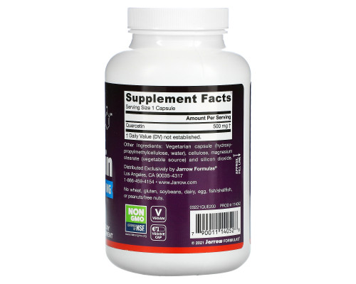 Jarrow Formulas, Кверцитин, 500 мг, 200 овощных капсул Jarrow Formulas, Кверцитин, 500 мг, 200 овощных капсул