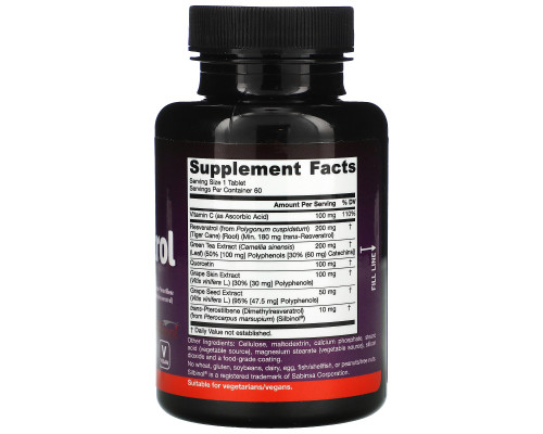 Jarrow Formulas, Ресвератрол совместного действия, 60 таблеток Jarrow Formulas, Ресвератрол совместного действия, 60 таблеток