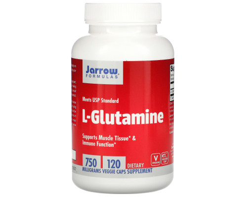 Jarrow Formulas, L-глутамин, 750 мг, 100 капсул Jarrow Formulas, L-глутамин, 750 мг, 100 капсул
