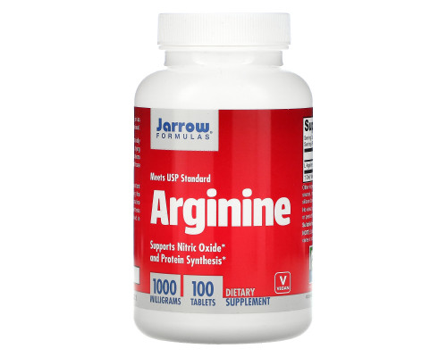 Jarrow Formulas, Аргинин, 1000 мг, 100 таблетки Jarrow Formulas, Аргинин, 1000 мг, 100 таблетки