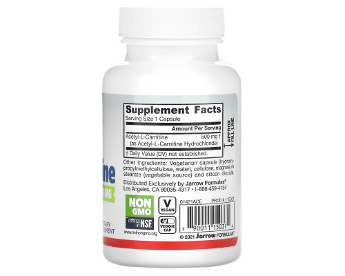 Jarrow Formulas, Acetyl L-Carnitine 500, 500 mg, 60 Veggie Caps Jarrow Formulas, Acetyl L-Carnitine 500, 500 mg, 60 Veggie Caps