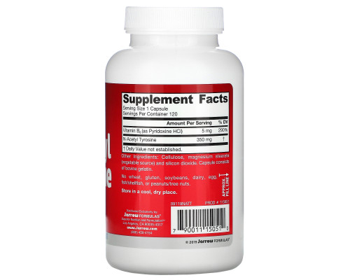 Jarrow Formulas, N-ацетил тирозин, 350 мг, 120 капсул Jarrow Formulas, N-ацетил тирозин, 350 мг, 120 капсул