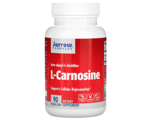 Jarrow Formulas, L-карнозин, бета-аланил-L-хистидин, 500 мг, 90 капсул