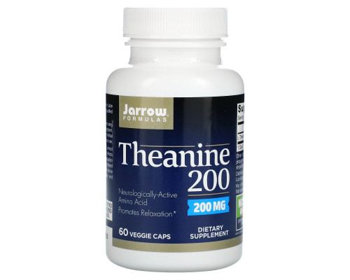 Jarrow Formulas, Теанин 200, 200 мг, 60 вегетарианских капсул Jarrow Formulas, Теанин 200, 200 мг, 60 вегетарианских капсул