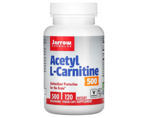 Jarrow Formulas, Ацетил L-карнитин 500, 500 гм, 120 растительных капсул Jarrow Formulas, Ацетил L-карнитин 500, 500 гм, 120 растительных капсул