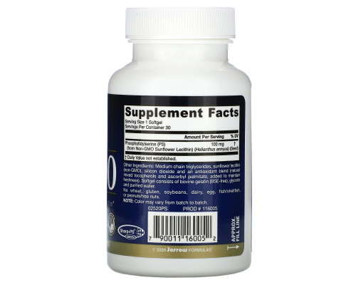 Jarrow Formulas Фосфатидилсерин 100 100 мг 30 капсул Jarrow Formulas Фосфатидилсерин 100 100 мг 30 капсул
