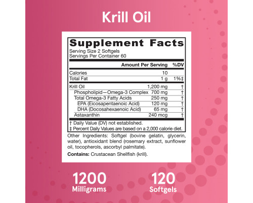 Jarrow Formulas, Масло криля, 120 мягких капсул Jarrow Formulas, Масло криля, 120 мягких капсул